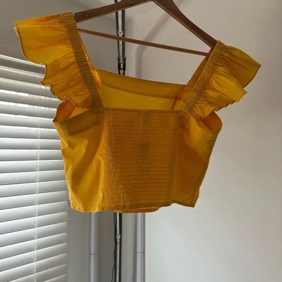Express Yellow Ruffled Blouse - Picture 2 of 5